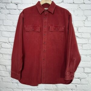 LL Bean Chamois Shirt Mens L Wine Heavyweight Traditional Fit Outdoor 0 MT03